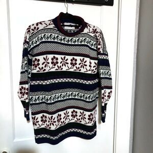 VTG 1990’s Cut4U Sweater Women’s OSFA Oversized Tunic Geometric Roll Mockneck